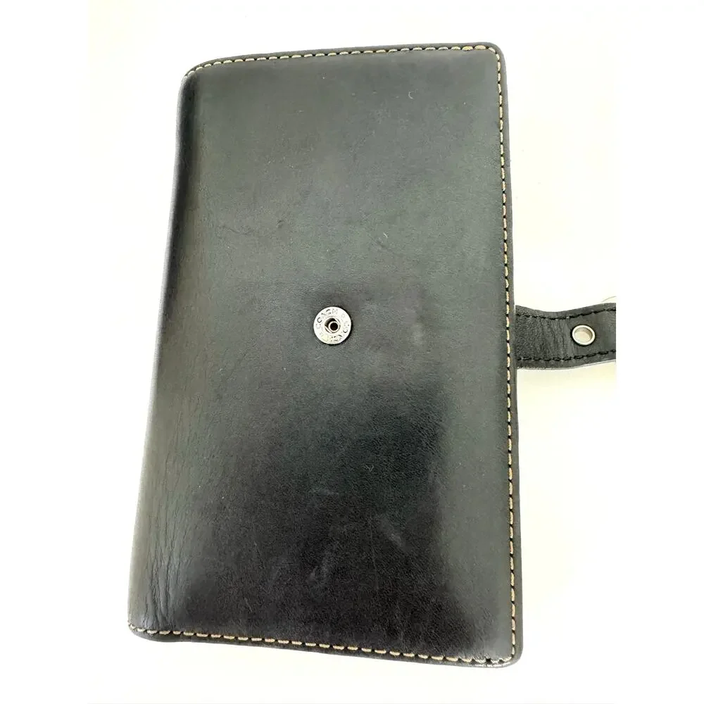 Coach Vintage Buckle Bifold Wallet Organizer Cardholder Black Leather